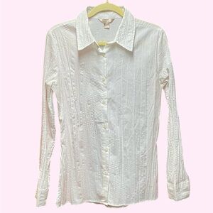 White Stag White Button Down Blouse Shirt Size L (12-14)